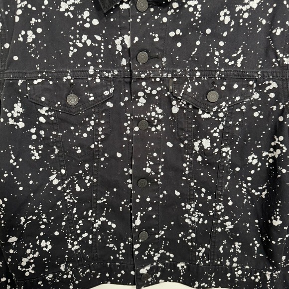 Levi Strauss & Co Paint Splatter Denim Trucker Jacket Small Black Excellent - Picture 4 of 7